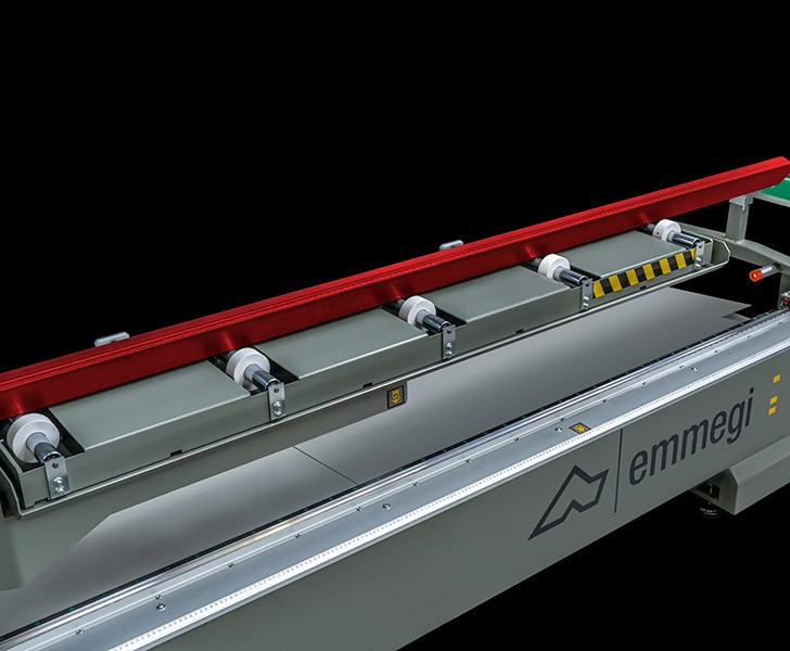 Double-head cutting-off machines Twin Ferro Profile support roller conveyor Emmegi